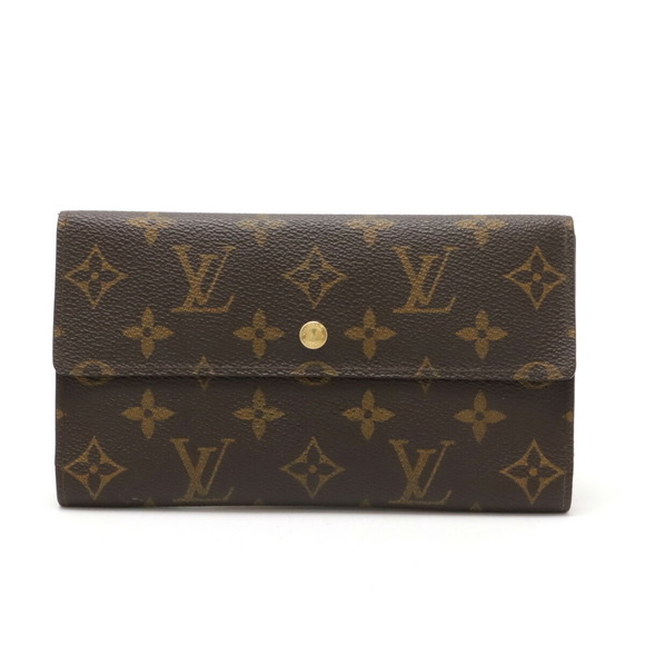 Louis Vuitton Monnaie Porte Wallet Tresor Monogram Long Brown Tri - Picture 1 of 7